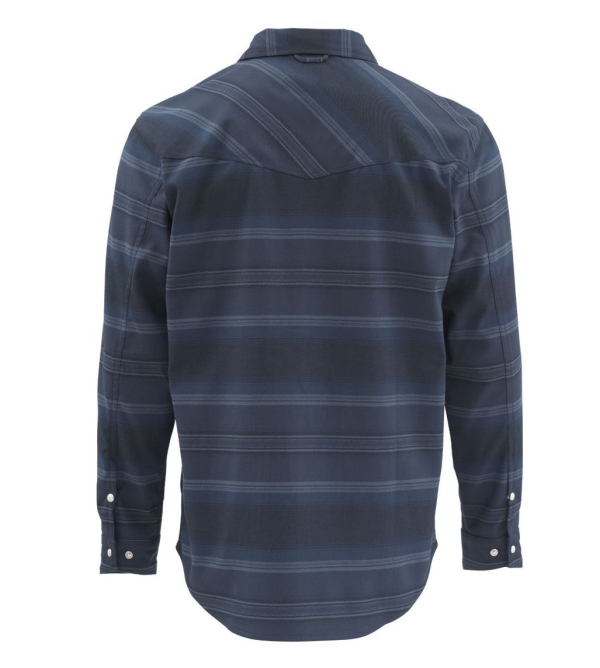 Simms Gallatin Flannel Shirt Admiral Blue Stripe Back Simms Gallatin Flannel Shirt Admiral Blue Stripe Back